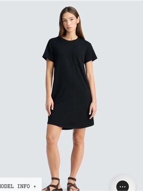 Black Short-Sleeve T shirt dress with Chest Pocket